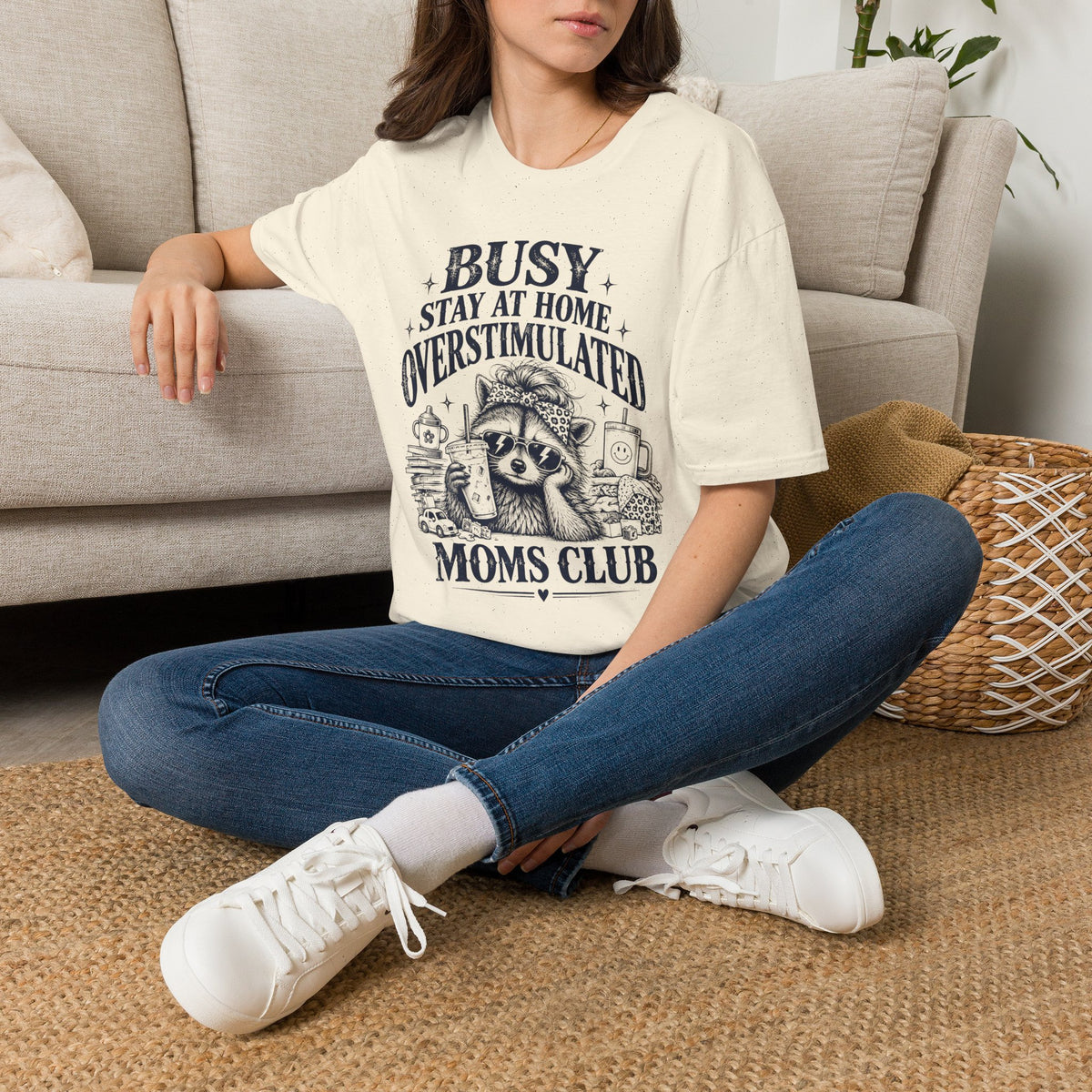 Busy Stay at Home Overstimulated Moms Club Raccoon T-Shirt