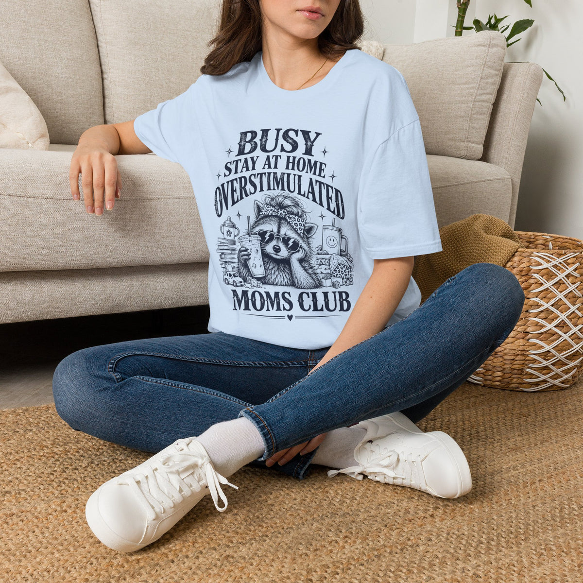 Busy Stay at Home Overstimulated Moms Club Raccoon T-Shirt