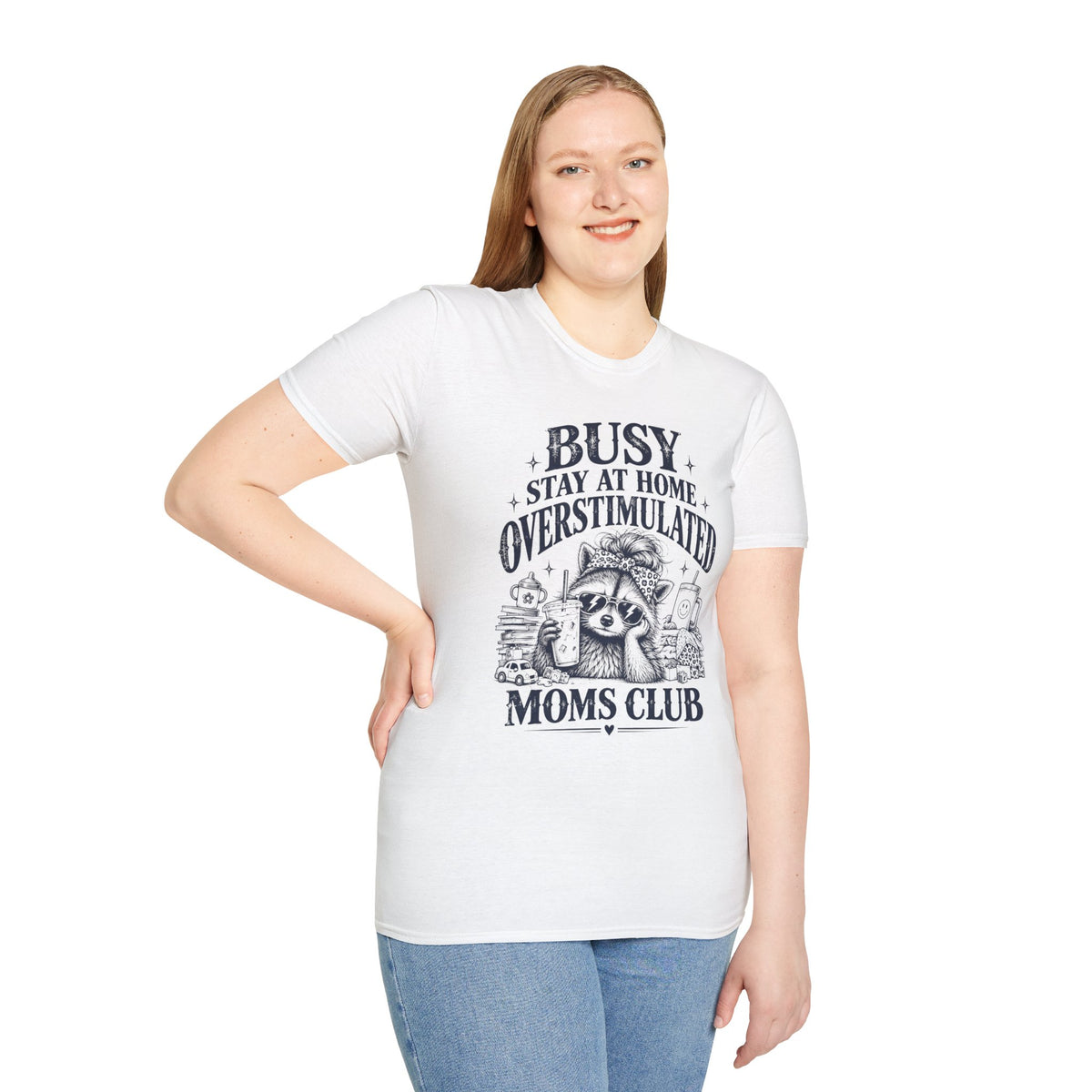 Busy Stay at Home Overstimulated Moms Club Raccoon T-Shirt