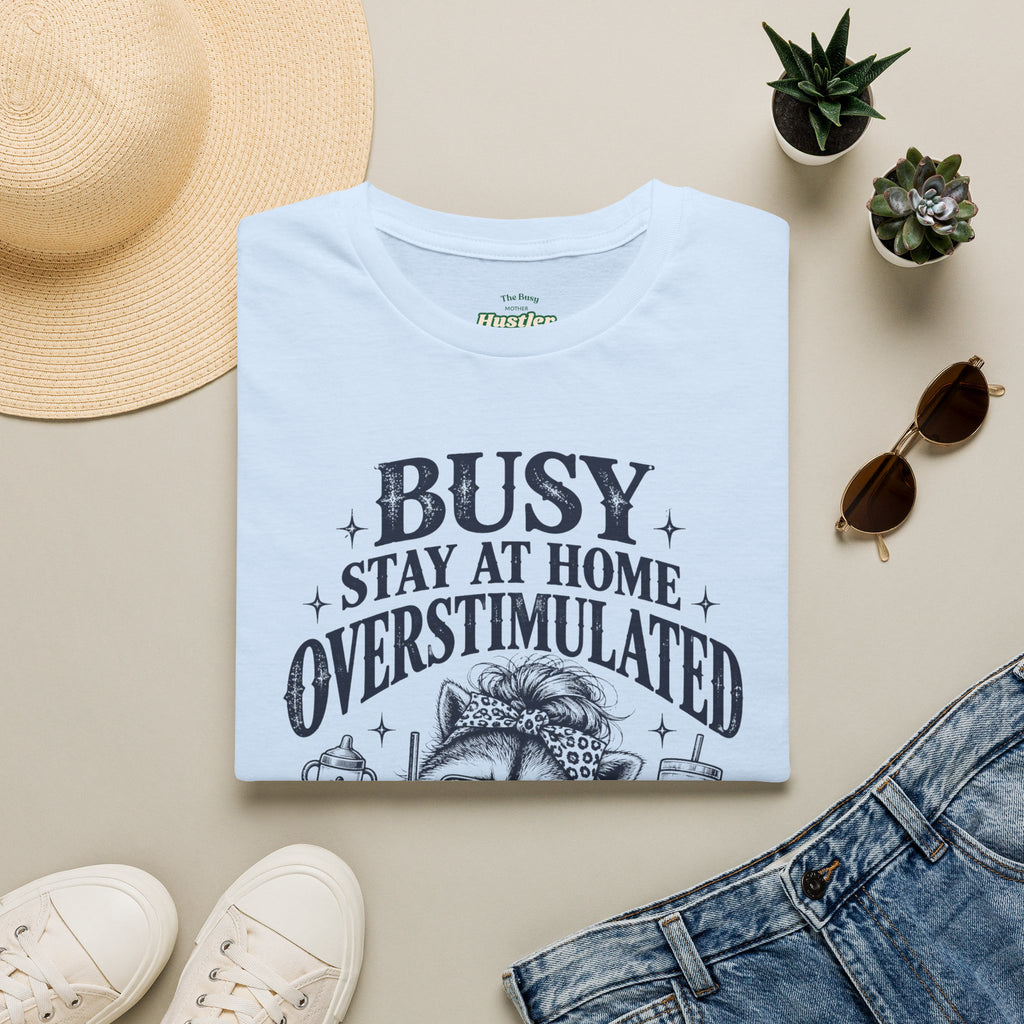 Busy Stay at Home Overstimulated Moms Club Raccoon T-Shirt