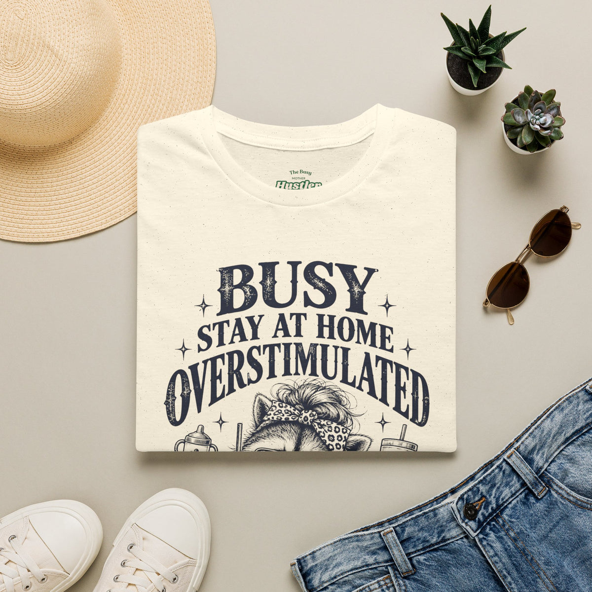 Busy Stay at Home Overstimulated Moms Club Raccoon T-Shirt