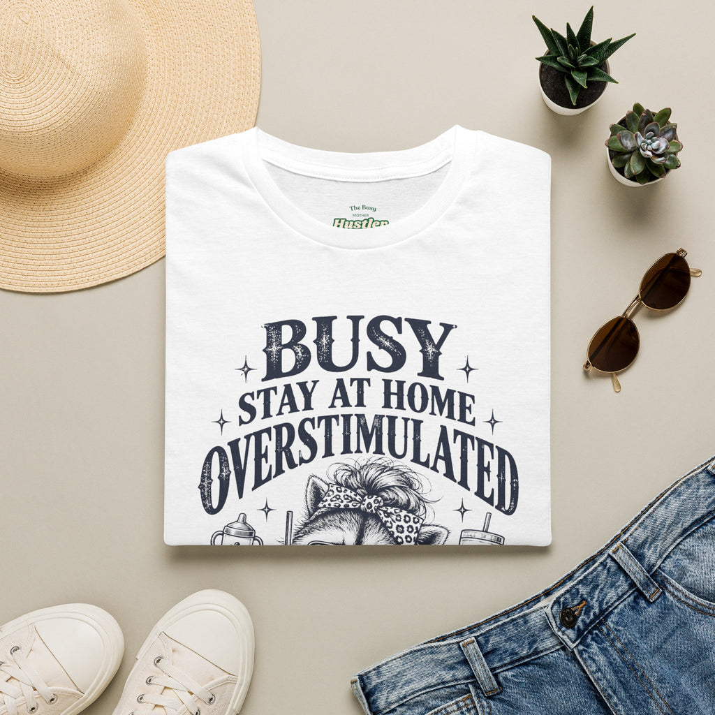 Busy Stay at Home Overstimulated Moms Club Raccoon T-Shirt